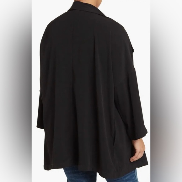 MAX STUDIO Draped Open Front Roll Sleeve Jacket Sz. 1X Black - Picture 2 of 12